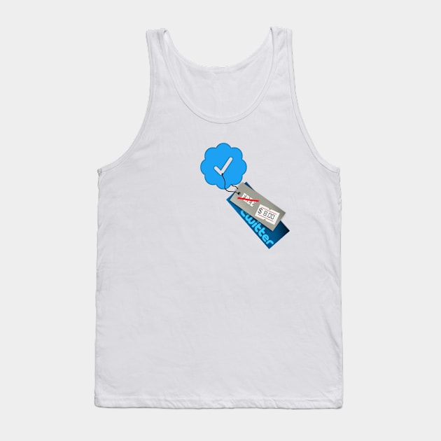 Twitter Verified Check Mark Meme (Elon Musk) 8$ Price Tag Tank Top by DesignerMemes